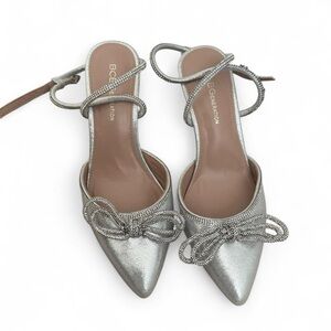 BCBGeneration Metallic Silver Heels with Bow